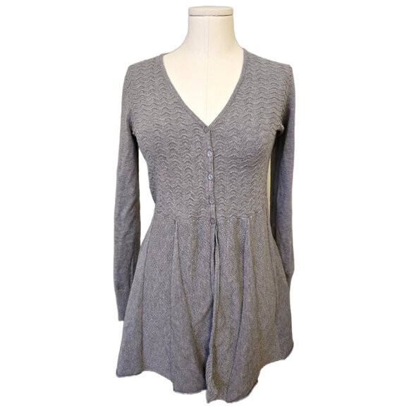 Vintage Y2K Grey Button Peplum Sweater Tight Knit Bella Swan Cute School Sz S - Picture 1 of 7